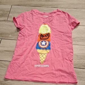 💘Marvel Pink Ice Cream Graphic Kids T-Shirt🍓🦉🐧